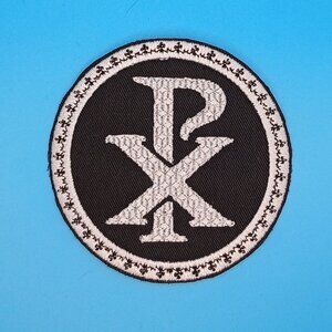 Chi Rho Christian symbol embroidered iron on patch